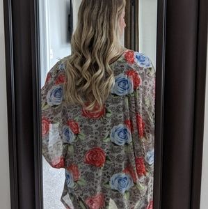 DNA couture floral kimono coverup